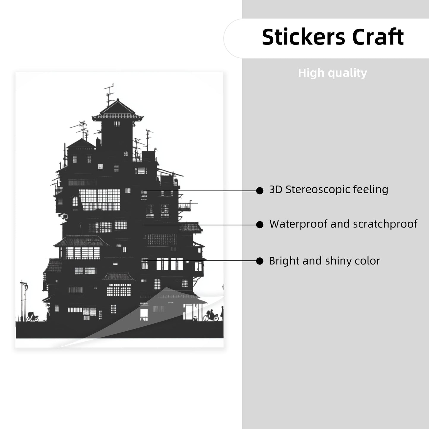 Minimalist Japanese Architecture Silhouette Wall Art – Black and White Zen Style Canvas Poster