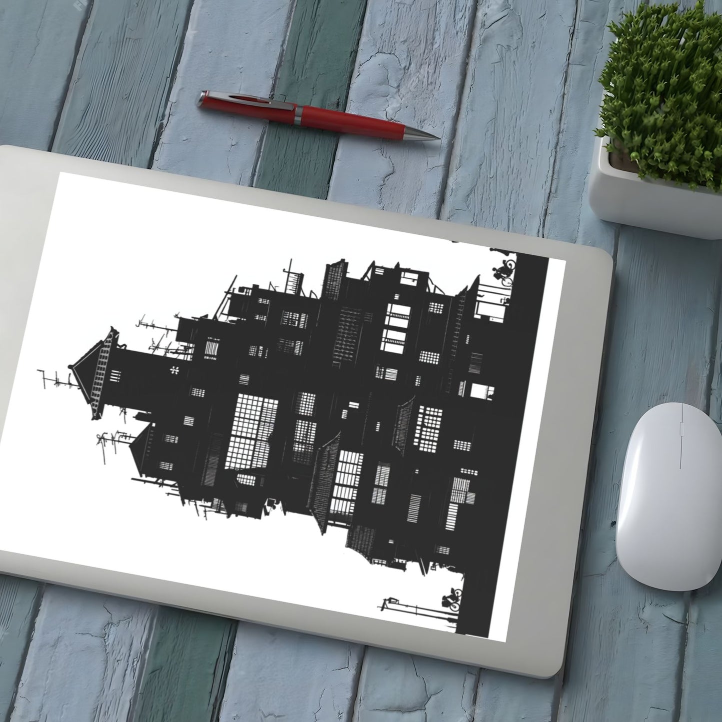 Minimalist Japanese Architecture Silhouette Wall Art – Black and White Zen Style Canvas Poster