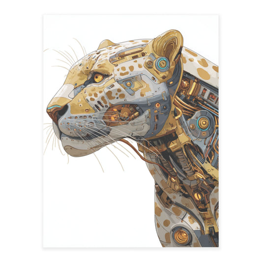 Cybernetic Leopard Robot Art Print | A Perfect Fusion of Future and Wildness