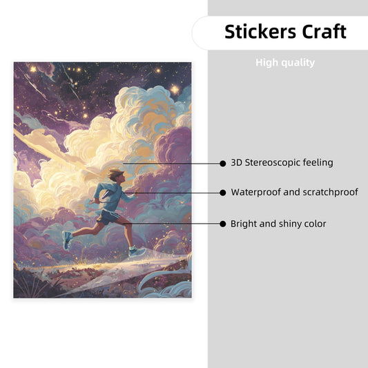 Running Under the Stars | Dreamy Cloud Art Print
