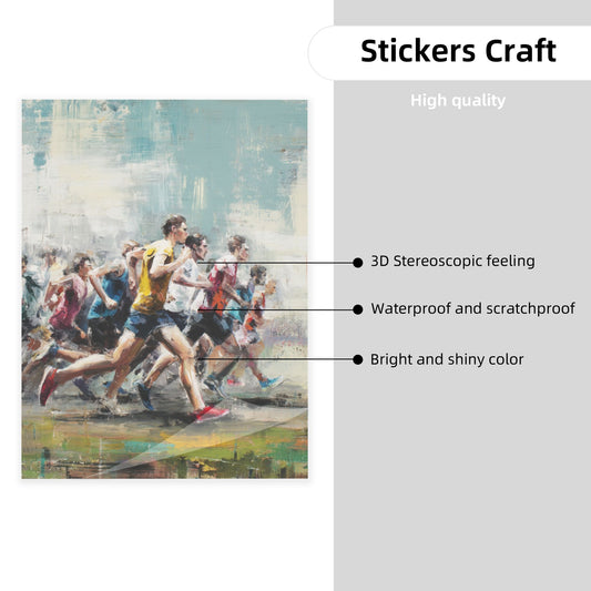 Abstract Impressionist Marathon Runners Art Poster – Dynamic Sports Wall Decoration